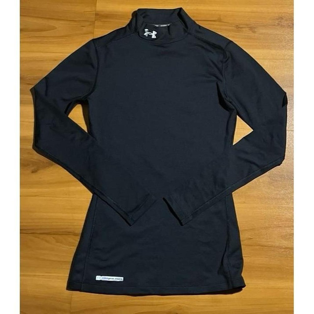 Womens Under Armour Fitted Mock Neck Workout Athletic Gym Yoga Top Shirt